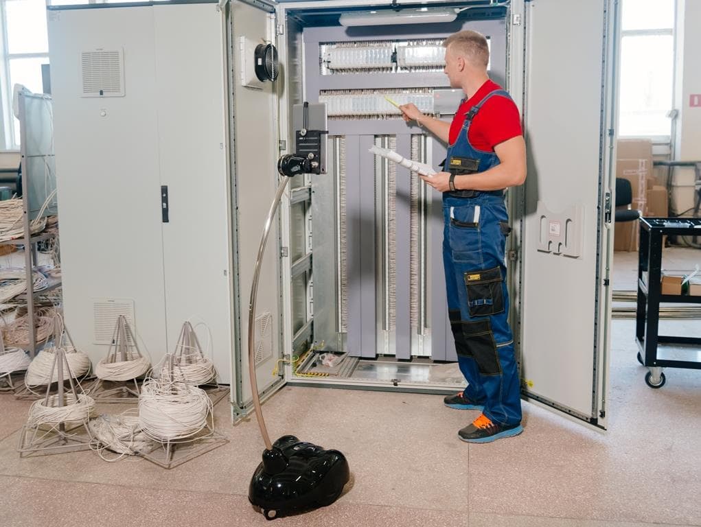 Electrical cabinet chief designer looks at the assembly process